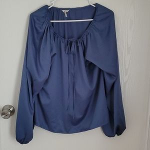 Ladies Peasant Style LS Blue Pullover